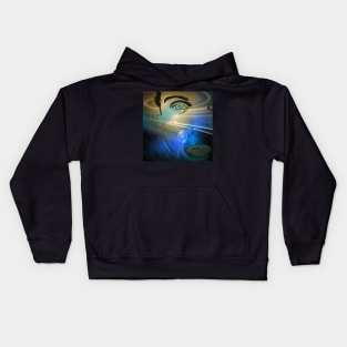 Woman portrait in space Kids Hoodie